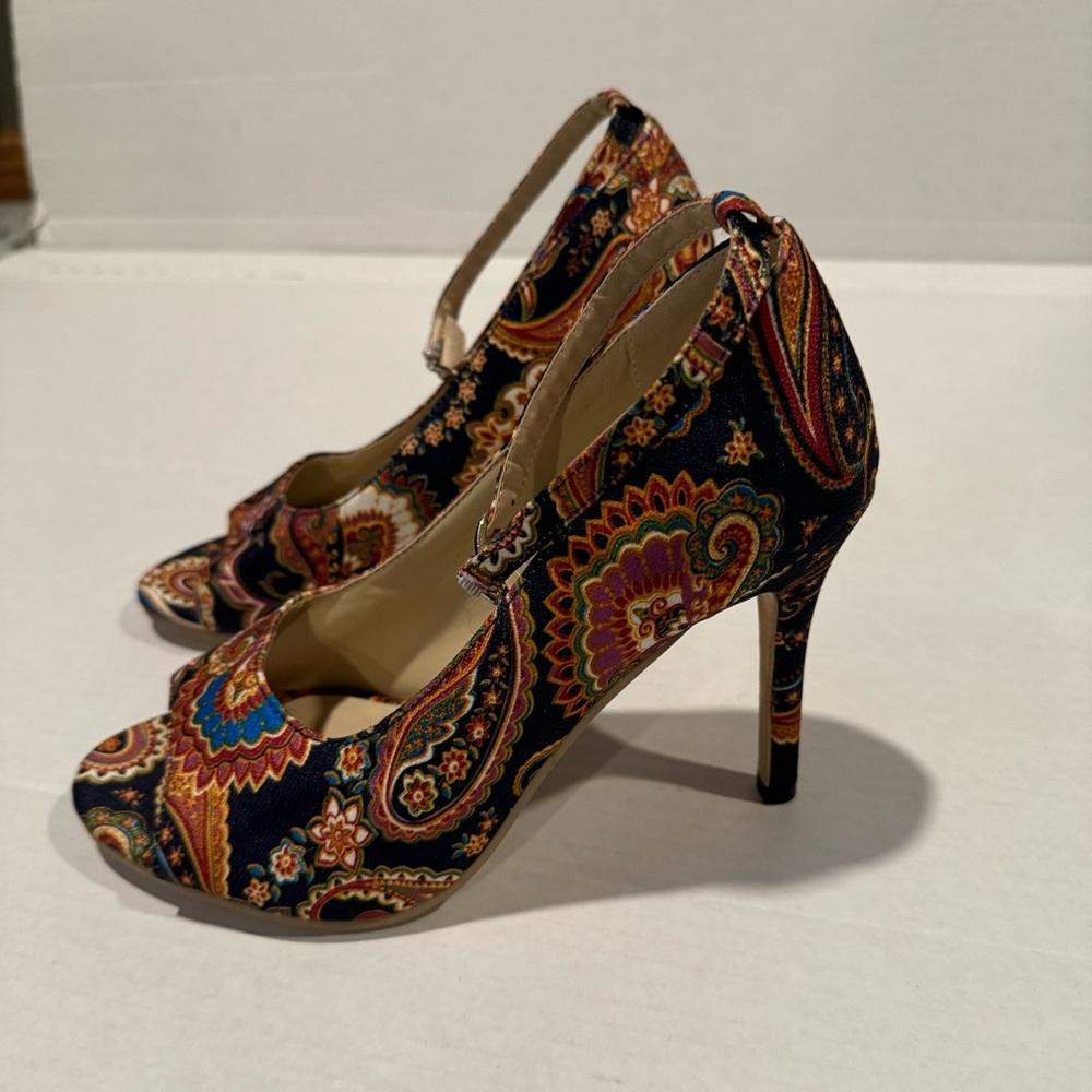 Paisley Print Stiletto Sandals Size 39